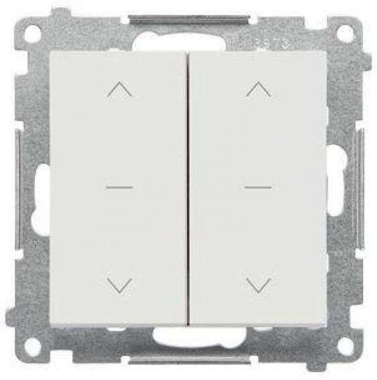 Simon 55 Roller Shutter Button Double Three-position 1-0-2 Module 10 A 250 V Quick-release Light Grey Matt Tzp2.01/114