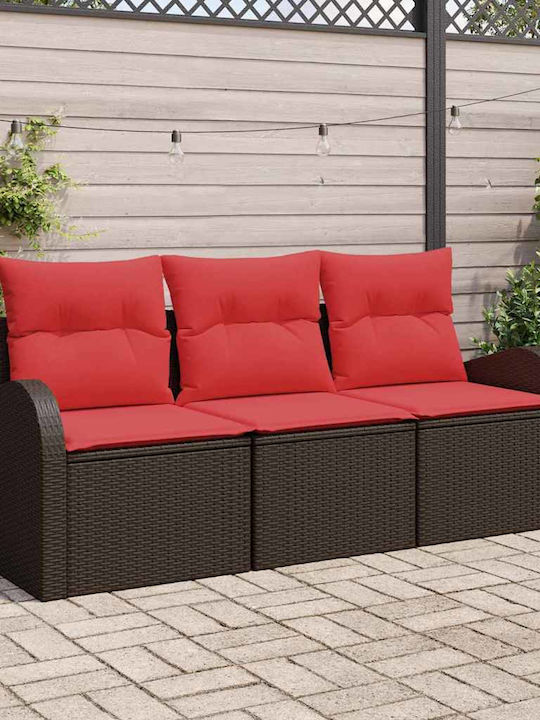 Three-Seater Outdoor Rattan Sofa With Cushions 55x62x69cm