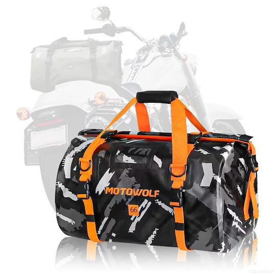 Motowolf MDL0717 Motorcycle Tail Bag Waterproof 66lt Gray Camouflage