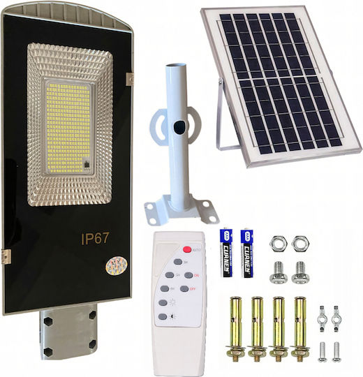 Lampă Solară de Stradă 300W 4200lm Alb Cald 3000K cu Senzor de Mișcare Fotocelulă și Telecomandă IP67 35x29cm