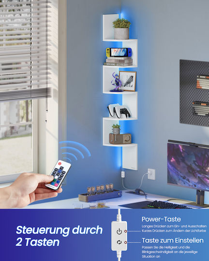 Corner Wall Shelf with LED 20x20x126cm Corner Wall Shelf with LED 20x20x126cm