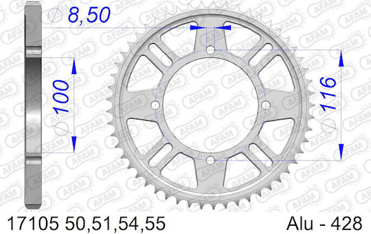 Afam Rear Aluminum Sprocket 428 Chain Code 17105-51