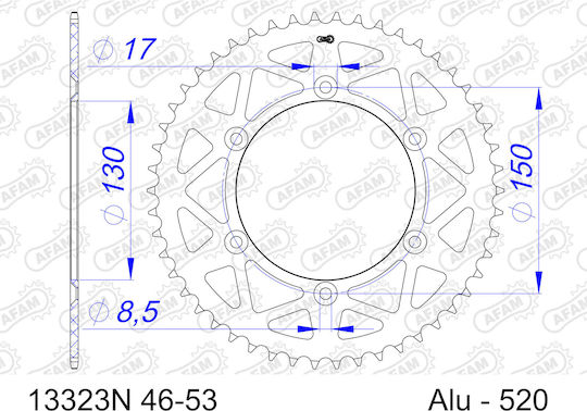 Afam Hinteres Aluminium Ritzel 520 Kette Code 13323n-48