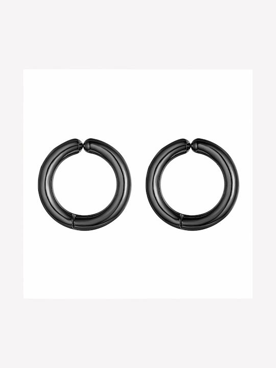 Theodora's Jewellery Cercei Bărbați Cercei Rotunzi Cu Clema Din Oțel Negri Jt-E01001-Negru