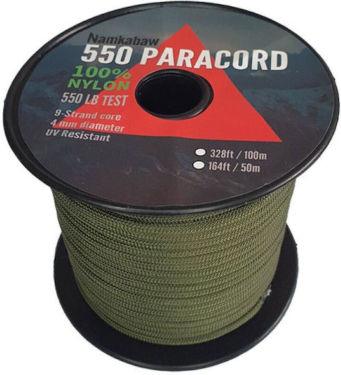 NAMKABAW 550 Paracord 9 Κλώνων Seil mit Länge 50m Grün