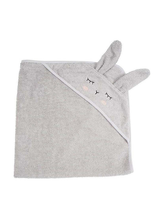 Alouette Baby Bath Towel with Hood Kikadu Gray 80x80cm