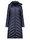 Langes Damenjacke Für Winter Marineblau
