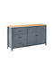 Sideboard Berwyn 3317 from Solid Wood & Metal with Drawers Dark Blue 150x40x80cm
