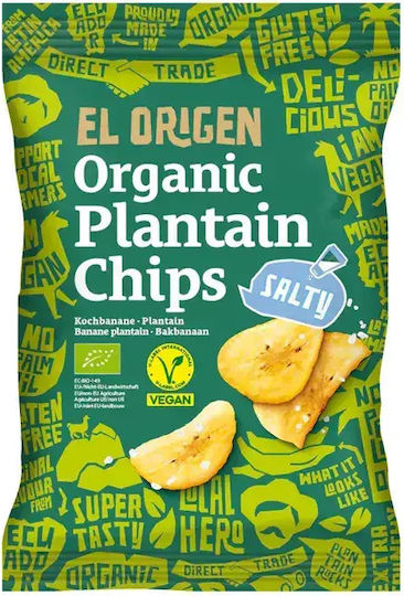 Organic Green Banana Plantain Chips Sea Salt El Origen 80gr