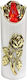 Electric Tribute Candle Cortina Rico Flower Rose Gold 150/50mm White Red Flame