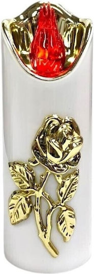 Electric Tribute Candle Cortina Rico Flower Rose Gold 150/50mm White Red Flame