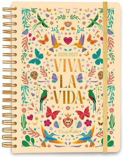 Academic Spiral Diary Hard Cover 2026/2027 Weekly 12-Month 15x21cm Frida Kahlo