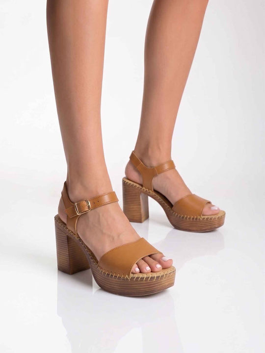 Deri Frauen Anatomisch Flache Sandalen Tabac Braun