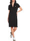 Summer Mini Athletic Dress Short Sleeve Nero