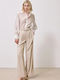 Women's High Waist Pantaloons with Rubber Band in Loose Fit Vanilla