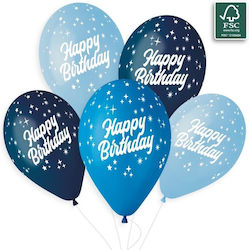 Latex Balloons Happy Birthday Blue 6 Pieces
