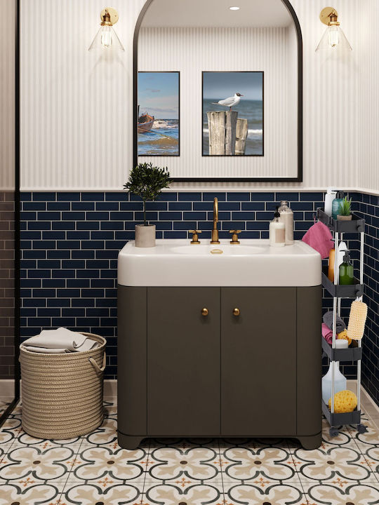 Relaxdays Raft de Baie de Podea din Plastic cu 4 Rafturi 88x41.5x14.5cm Gri