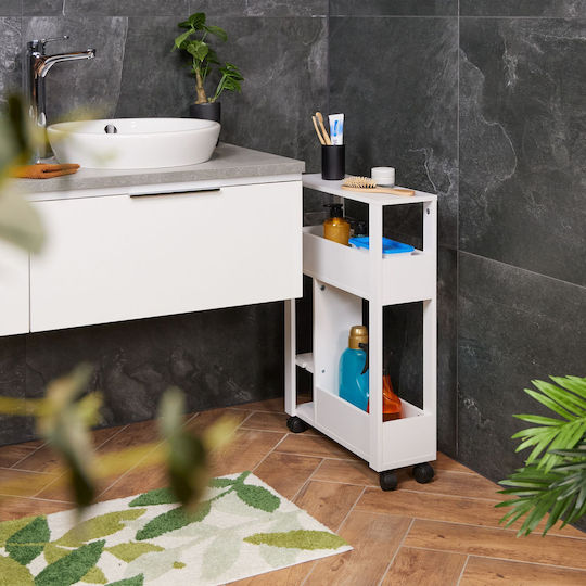 Relaxdays Floor Bathroom Shelf Wooden 71.5x17x50cm White