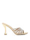 Leather Sandals with Strass Gold
