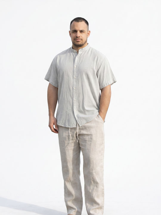 Parasiris Short Sleeve Linen Shirt Regular Fit Light Gray