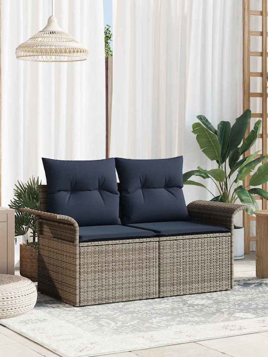 vidaXL Zweisitziges Outdoor-Sofa Rattan mit Kissen 141x62x69cm