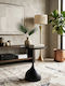 Round Side Table Cedar Metal Black W38xL38xH60cm