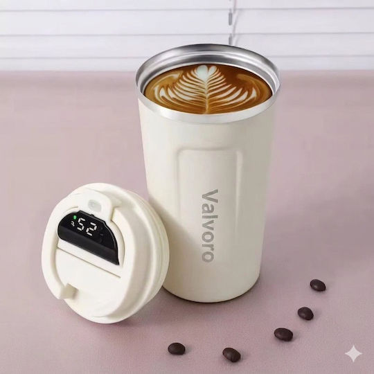 Valvoro Stainless Steel Thermos Bottle Cream