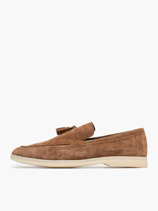 Καλογήρου Suede Ανδρικά Loafers σε Ταμπά Χρώμα