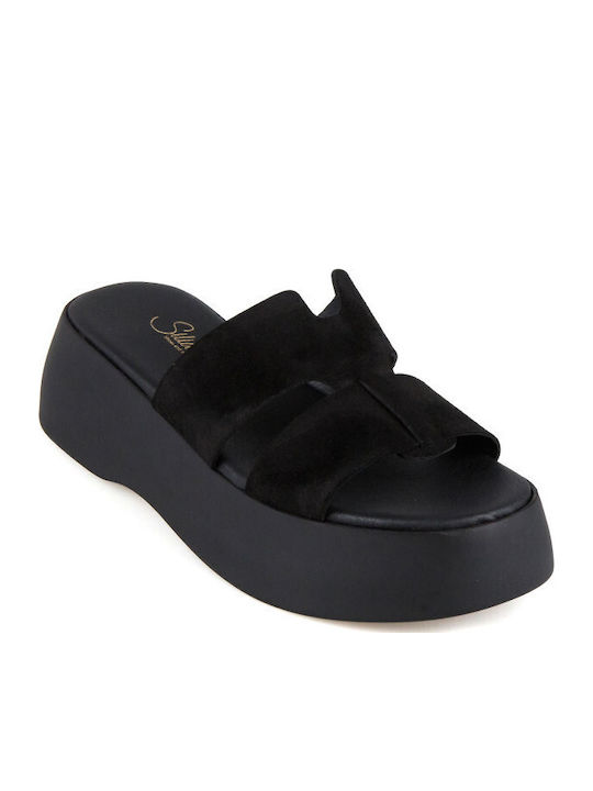 Кожени Дамски Сандали Flatforms Черни