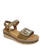 Damen Anatomische Flache Sandalen Tabac Braun
