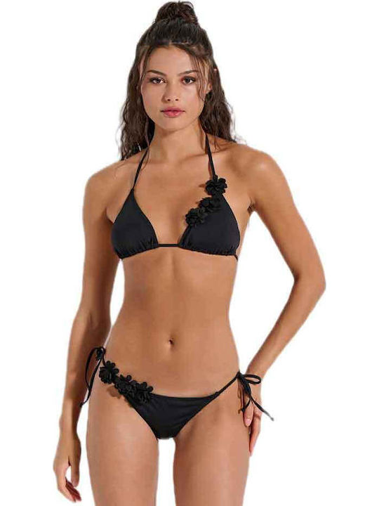 Set Bikini with Removable Padding Floral Black
