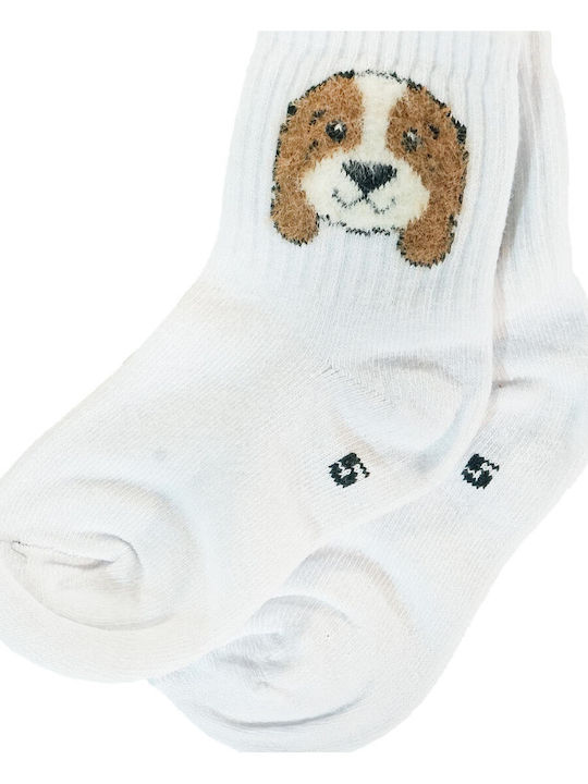 Unlu Kids' Socks White Puppy