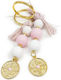 Afitechno Christening Charm Keychain Metal Pink 50 Pieces