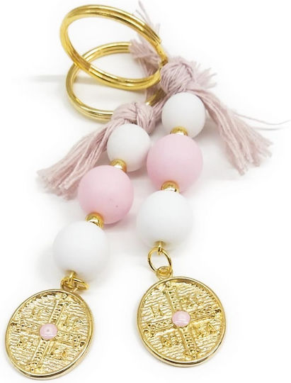 Afitechno Christening Charm Keychain Metal Pink 50 Pieces