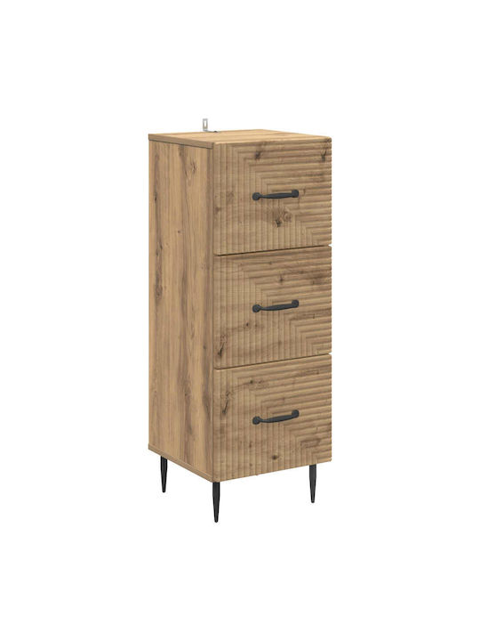 Wooden Storage Drawers with 3 Drawers L33xW34.5xH89.5cm
