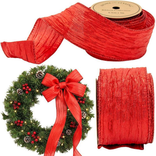 Crimped Ribbon 6.3cmx3m Red Red