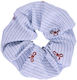 Celestino Women's Light Blue Striped Hair Scrunchie With Bows