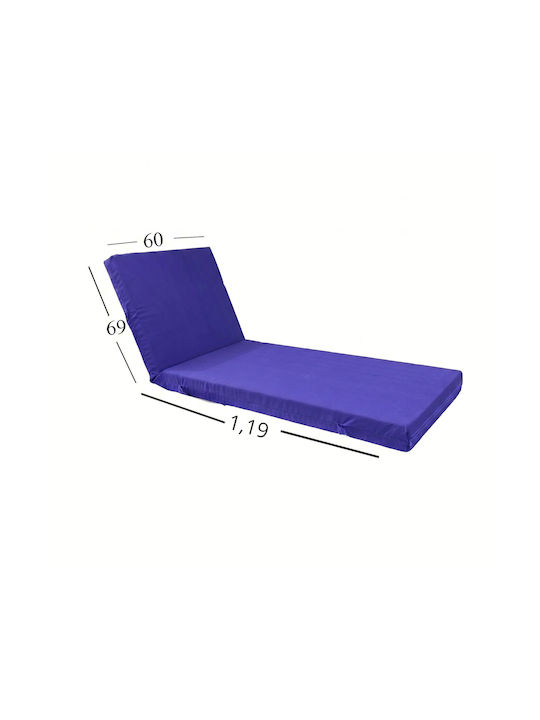 Politishome Waterproof Sunbed Cushion with Backrest Blue-Purple 60x188 cm