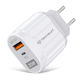 Techsuit Încărcător Fără Cablu GaN cu 3 Porturi USB-A și 2 Porturi USB-C 65W Power Delivery Alb (PentaXPower CHC1)