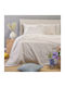 24home.gr Ultra Line Melinen Σετ Σεντόνια Διπλά με Λάστιχο 150x200+32εκ. Coral Light Grey (4τμχ)