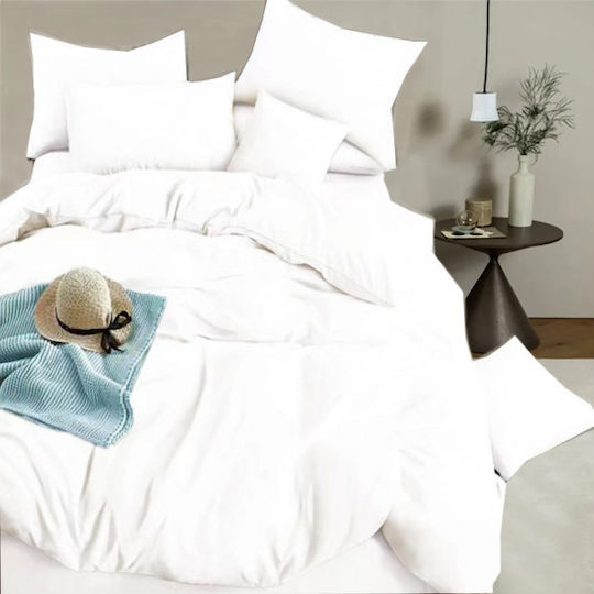 SpitiBazaar Set Cearceafuri De Pat Super Duble Cu Hugger Din Cauciuc 160x240cm Alb 3 Buc