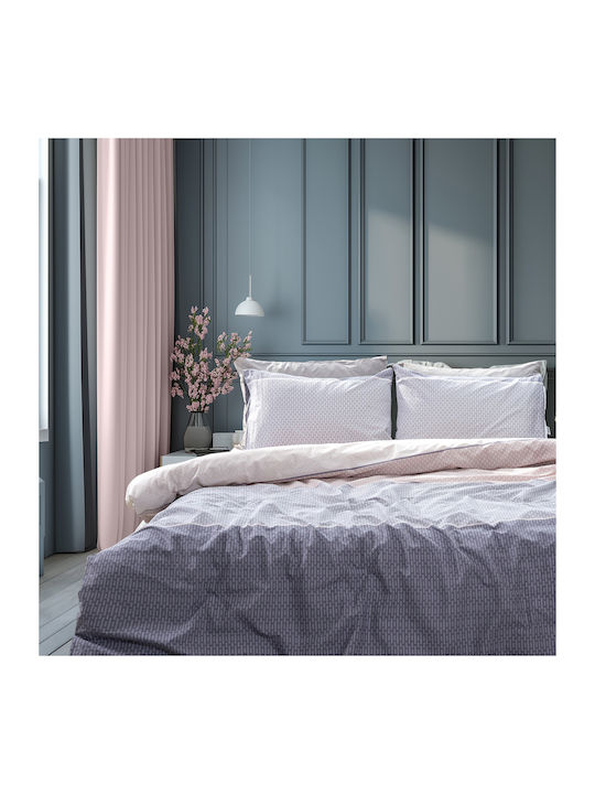 Lino Home Cotton Duvet Cover Set 170x250cm Single with Pillowcase Releaf Lilac