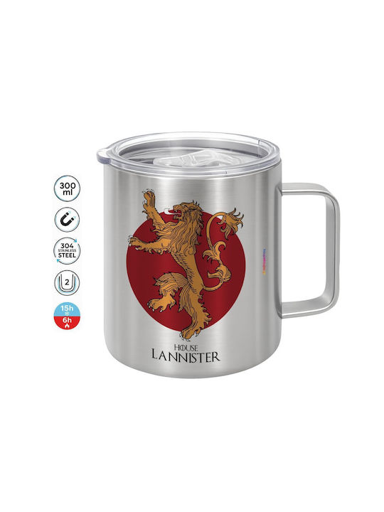 Koupakoupa House Cană Metalică Cu Capac Maro 300ml