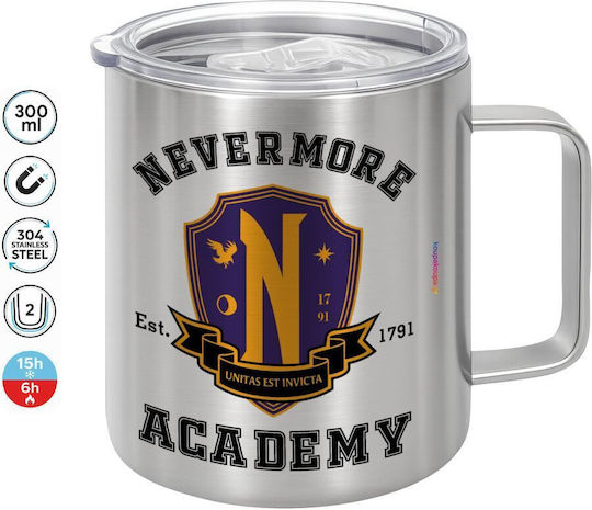 Koupakoupa Wednesday Nevermore Academy University Κούπα Μεταλλική με Καπάκι Καφέ 300ml