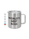 Koupakoupa World's Best Boss Metallic Mug with Lid Brown 300ml