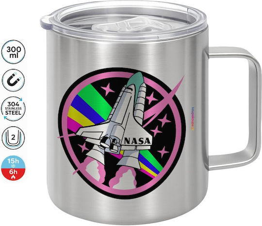 Koupakoupa Nasa Roz Cană Metalică Cu Capac Roz 300ml