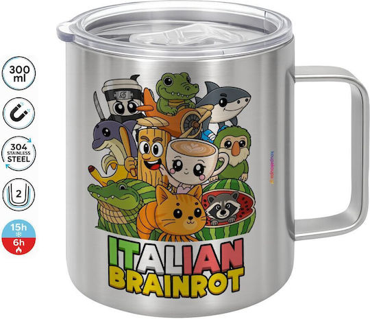 Koupakoupa Italian Brainrot Friends Κούπα Μεταλλική με Καπάκι Καφέ 300ml