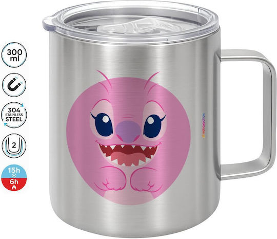 Koupakoupa Angel Metallic Mug with Pink Lid 300ml