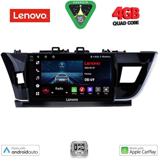 Lenovo Car Audio System for Toyota Corolla 2013-2016 (Bluetooth/USB/WiFi/GPS/Apple CarPlay/Android Auto) with 10" Touch Screen