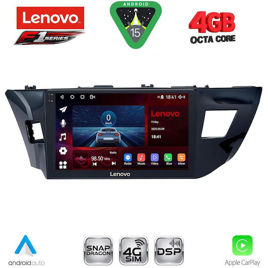 Lenovo Car Audio System for Toyota Corolla 2013-2016 (Bluetooth/USB/WiFi/GPS/Apple CarPlay/Android Auto) with 10" Touch Screen